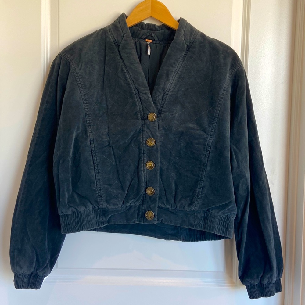 FREE PEOPLE VELVET BOMBER JACKET
